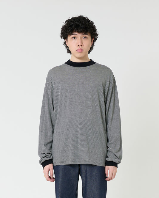 Mock-neck Wool Long T-shirt _ BORDER
