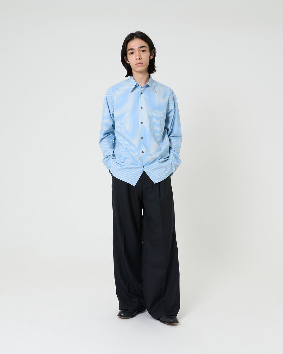 Black Wool Wide Trousers _ BLACK