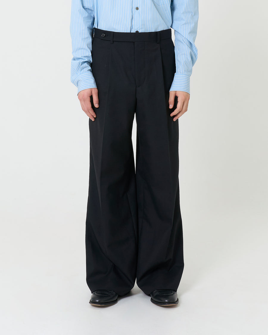 Black Wool Wide Trousers _ BLACK