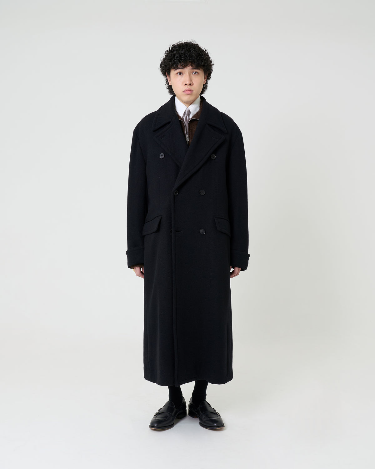 Tweed Long Coat _ BLACK