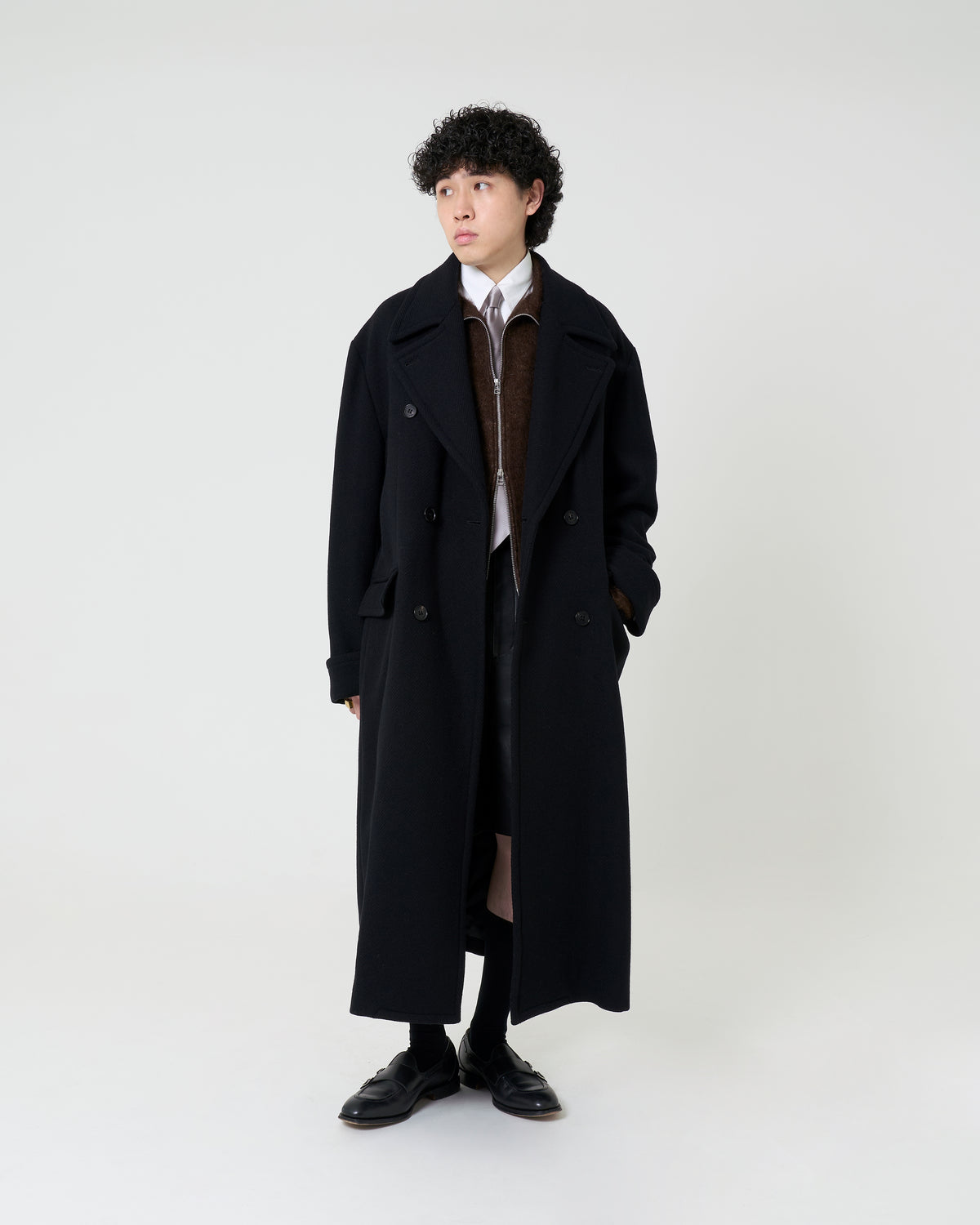 Tweed Long Coat _ BLACK