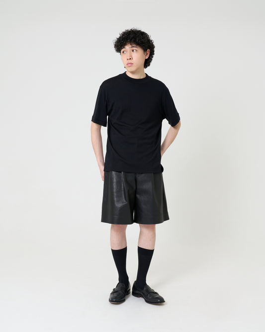 Mock-neck Wool T-Shirt _ BLACK